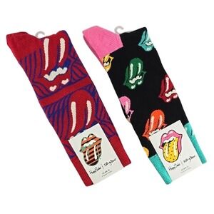 NWT Happy Socks x Rolling Stones Men's Combed Cotton 2-Pack Multi 8-12